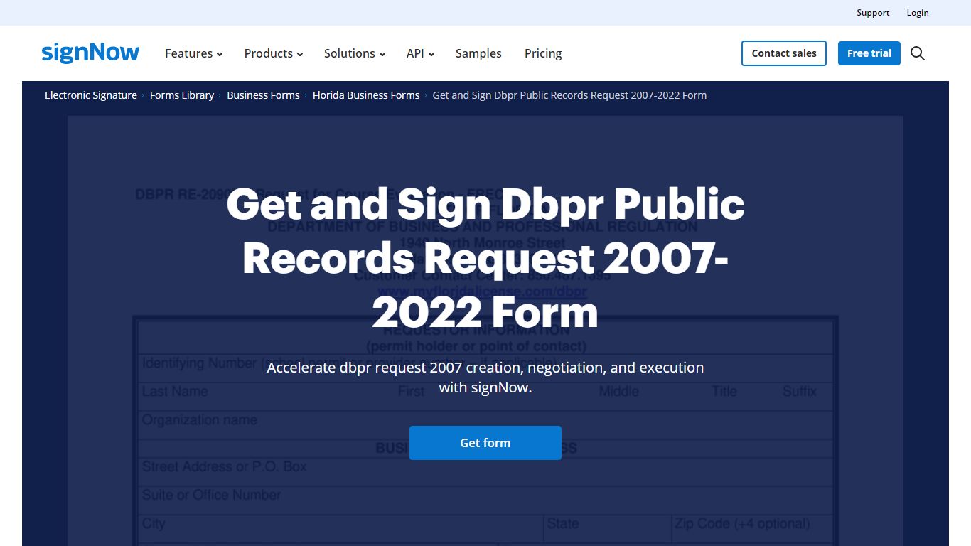 Get and Sign Dbpr Public Records Request 2007-2022 Form